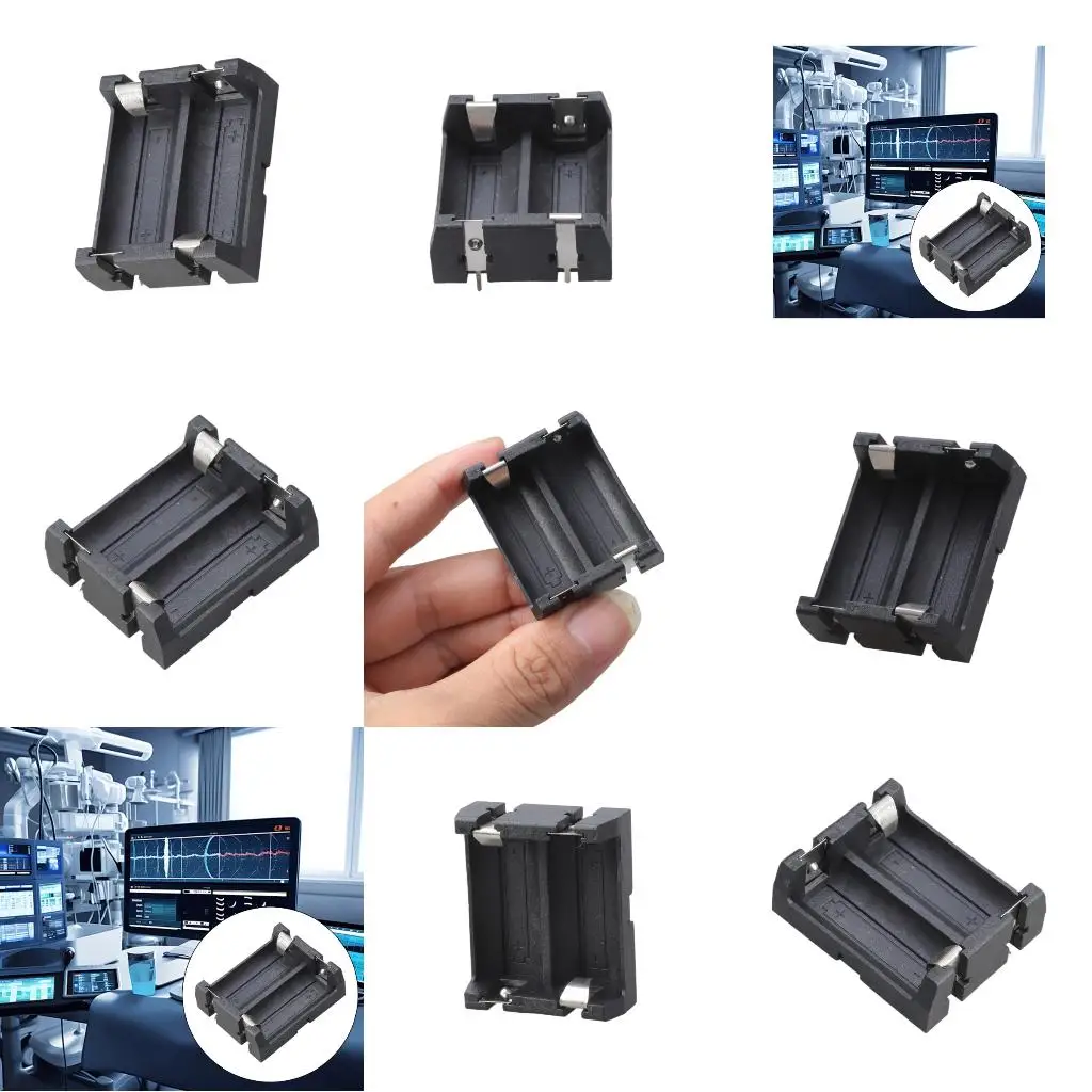  2 Slots CR123A 16340 Battery Case Box PCB Mounting Pins Fireproof ABS Construction Battery Storage