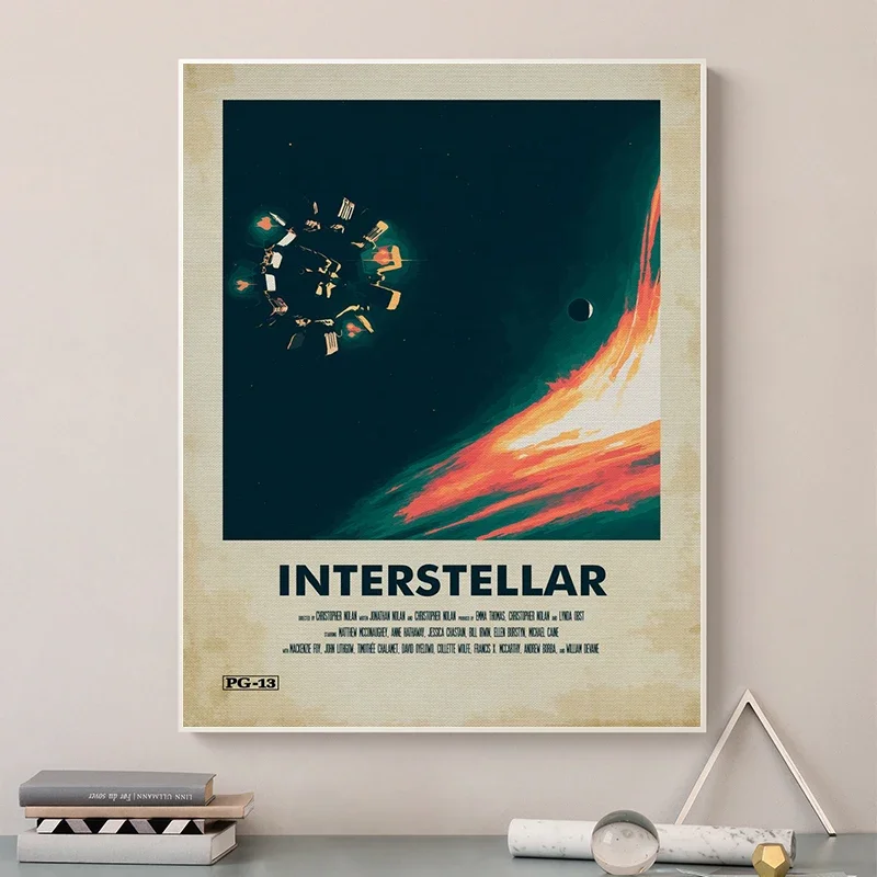 فيلم الخيال العلمي الكلاسيكي بين النجوم، طباعة قماش عالية الدقة، ملصق فني جداري قديم، مناسب للمنزل، غرفة المعيشة، ديكور الغرفة