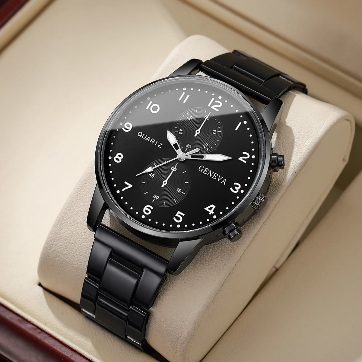 Fashion Mens Business Watches Luxury Quartz Wrist Watch for Man Black Clock Relogio Masculino Reloj Hombre（Without Box）