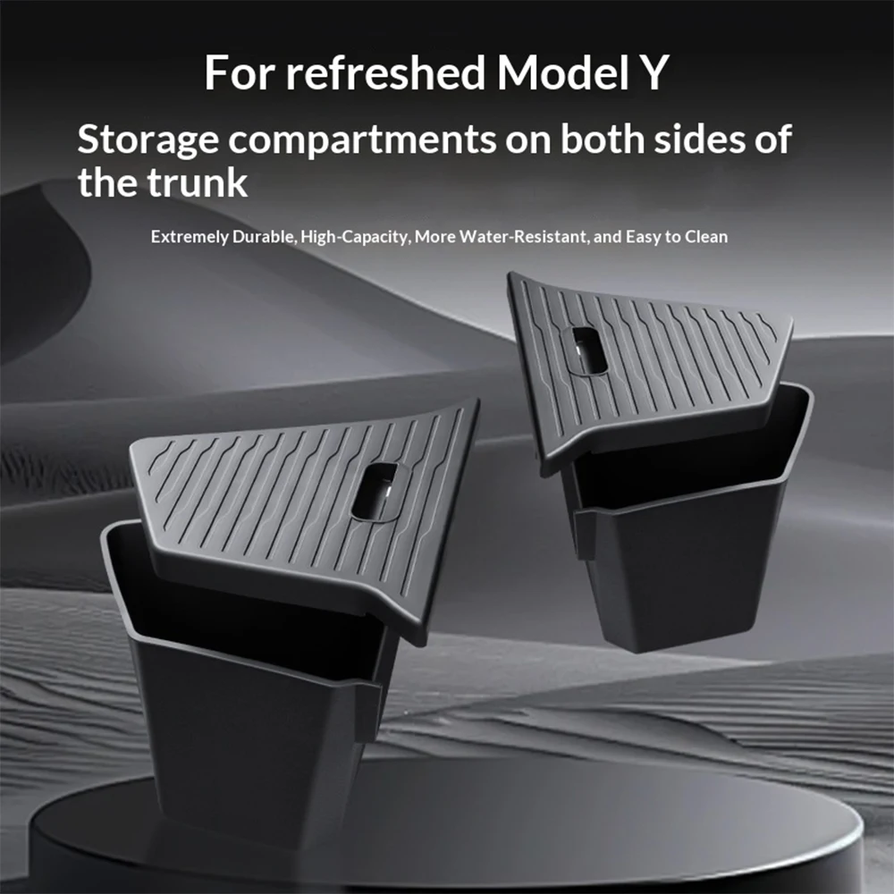 Car Trunk Side Storage Box For Tesla MY Juniper TPE Injection Cover Mat Partition Board Stowing Space Auto Interior Accessories