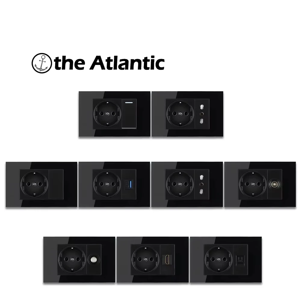 

Черная стеклянная панель, розетка 118 мм * 75 мм, бытовой выключатель света, розетка из ЕС, Южной Кореи, 16 А, 250 В, интернет-розетка, кулисный переключатель