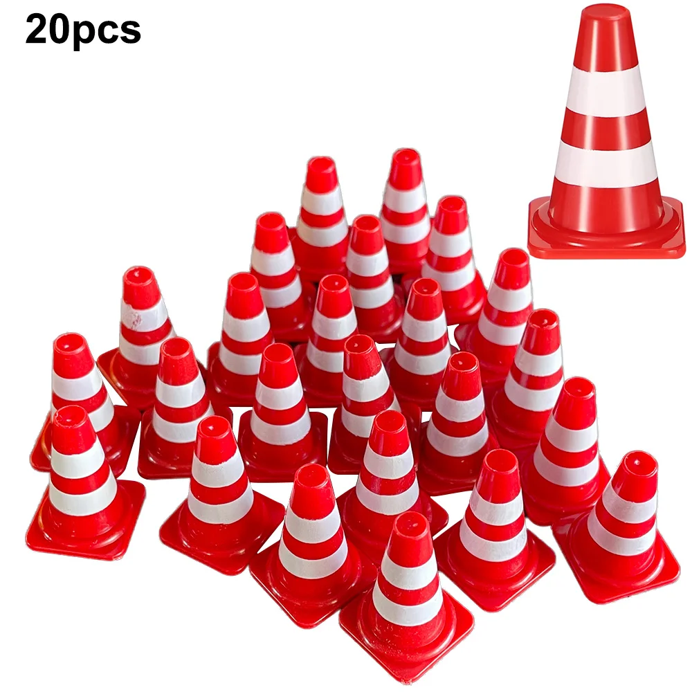 20 Stück/Set Verkehrskegel Mini Geburtstagsdekoration Rennwagen-Themenparty Bauunterricht Lehrmittel Rot Orange Gelb – Detail 1
