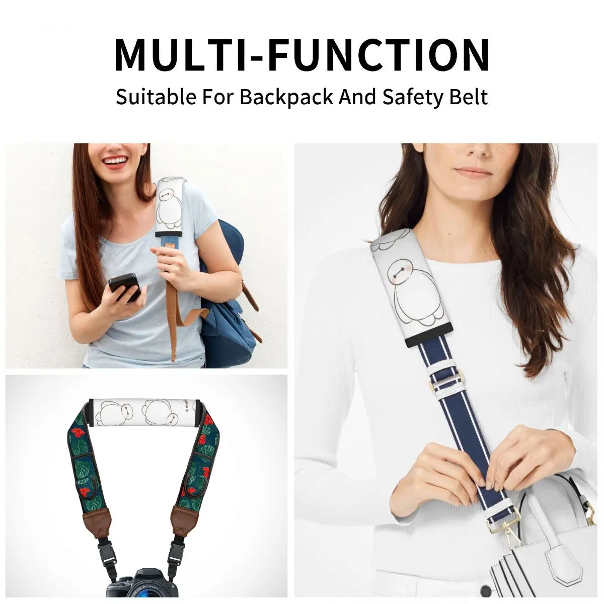 وسادات كتف لأشرطة مقعد السيارة Big Hero 6 Baymax، أغطية حزام الأمان المريحة لشاحنة السيارة