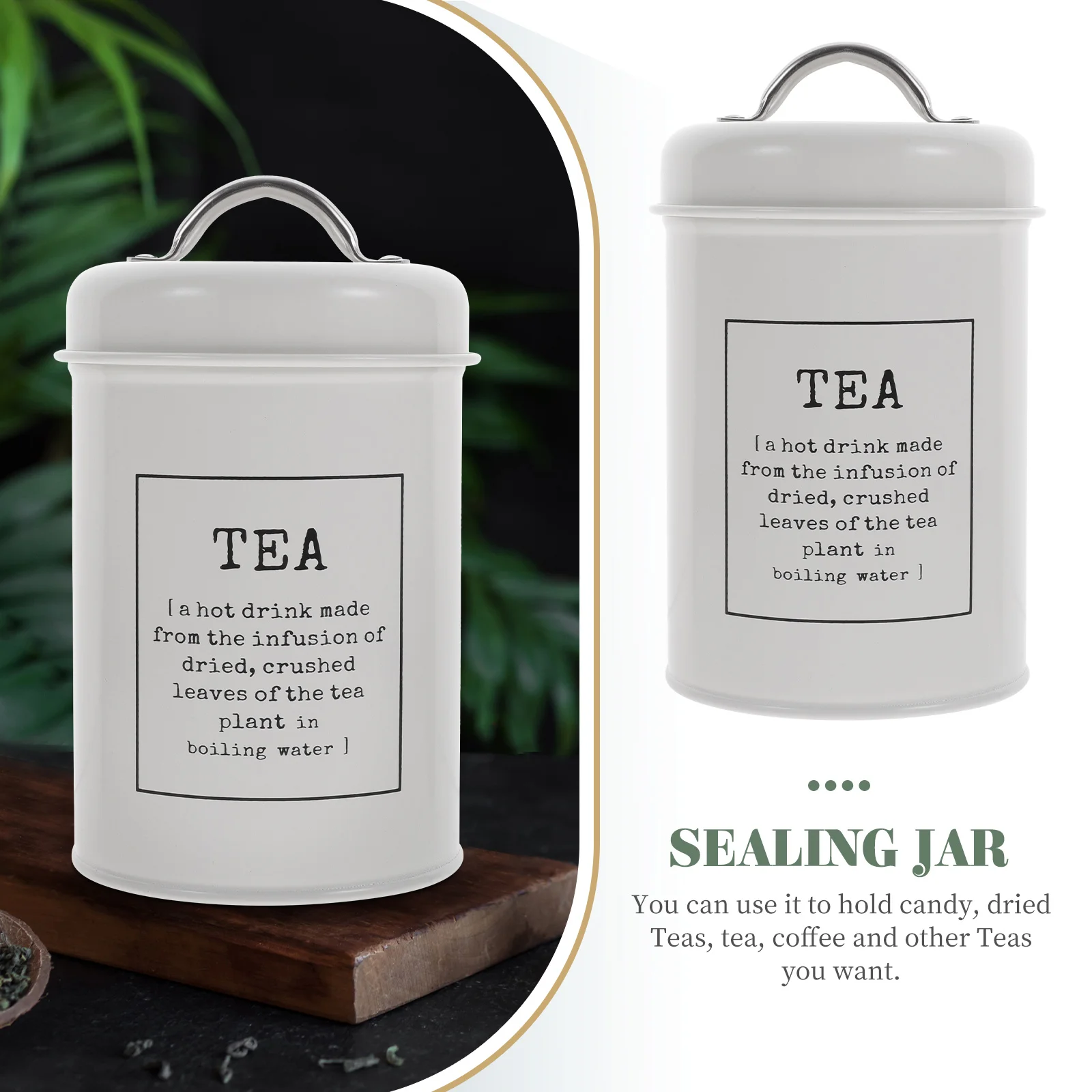 

Sealed Jar Food Storage Container Airtight Coffee Canister Tea Sugar Iron Tin Lightweight Practical Kitchen Bar
