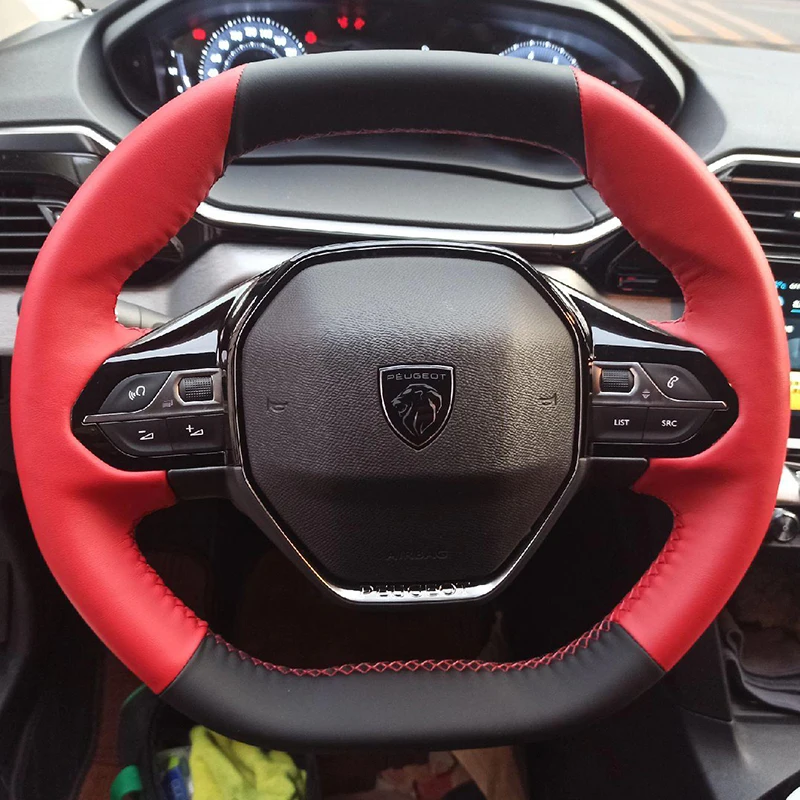 

DIY Hand Stitched Steering Wheel Cover Non-Slip Breathable For Peugeot 408 4008 5008 508L 2016-2023 Car Interior Accessories