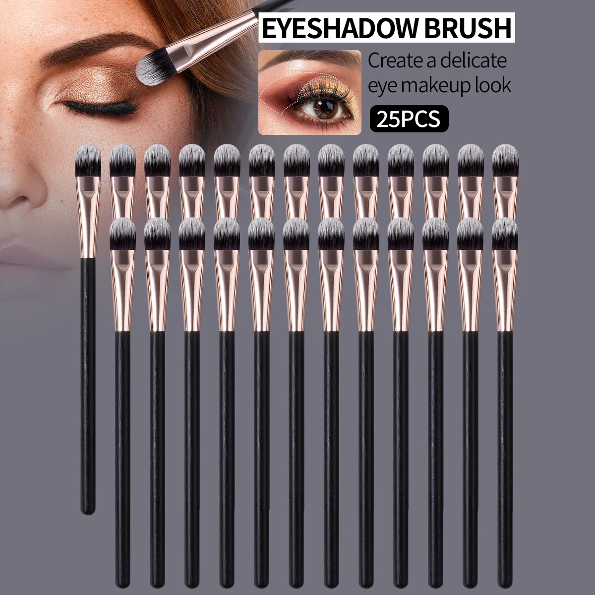 Wholesale 25PCS Single Eyeshadow Shader Brush Fluffy Dual-Tone Hair Eye Makeup Applicator Bulk Eyeshadow Brushes For Salon Perso
