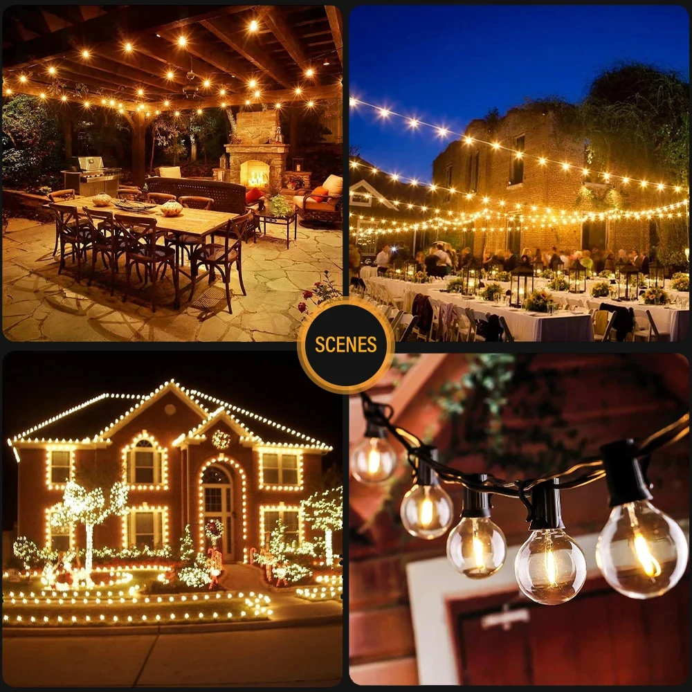 AliExpress Collection LED G40 Ball String Lights Waterproof Outdoor Garden Garland String Lights terrazza Garden Pub Christmas