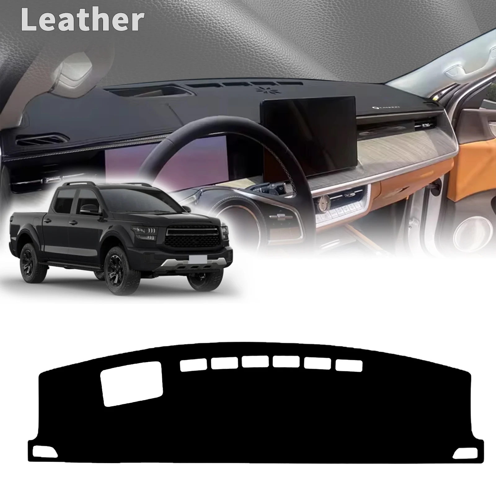 

for GWM Poer Sahar Cannon Alpha 2025-2027Car Accessories Dashmat Dashboard Cover Pad DashMat Sunshade Protective Carpet Leather