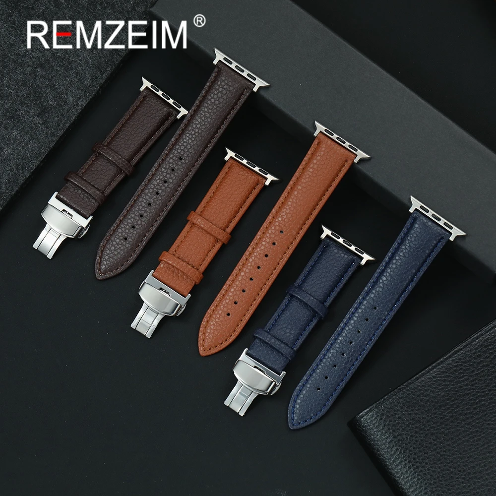 Litschi-Kornlederarmband für Apple Watch 1–11 Ultra SE 3 2 1, Ersatzarmband für Iwatch 38–49 mm Armbanduhrenarmband