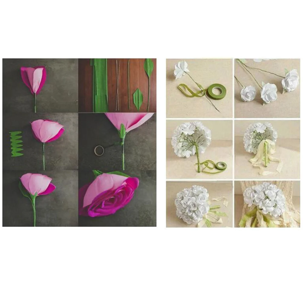 

5 Rolls Self-Adhesive Green Tape for Flower Stem Making Artificial Bouquet DIY Craft Packaging Tape Gardening Floral Use