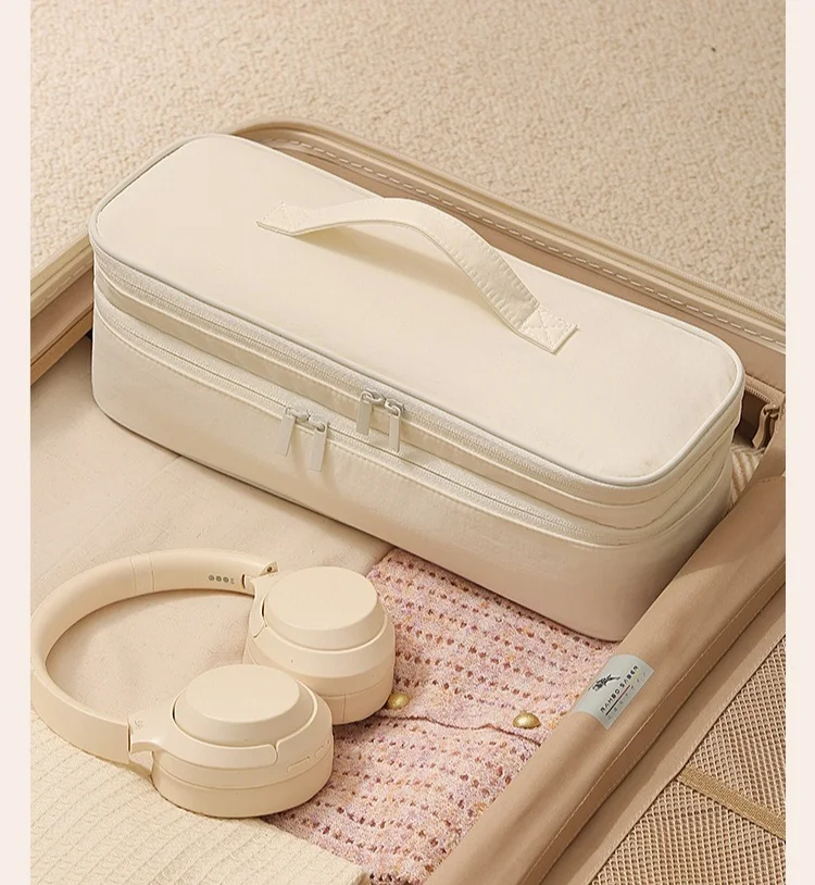 1 Stück tragbare Aufbewahrungstasche für Haartrockner, doppellagige, wasserdichte Reisetasche für Kosmetikartikel, Organizer für Lockenstäbe, Reise-Organizer. – Detail 6