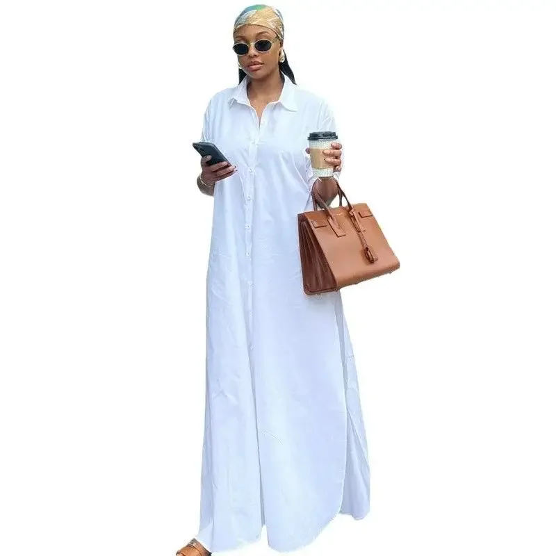 2023 Nieuwe zomer casual en modieuze losse shirt lange jurk voor dames, jurk met lange mouwen voor dames