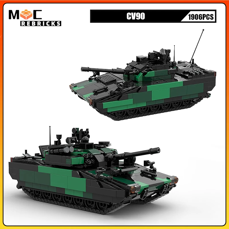 

MOC военная серия CV90 MK4/3 турель и корпус современный основной боевой светильник танк строительные блоки модель оригинальность кирпичи игрушки подарки