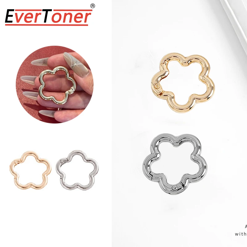 EverToner 2pcs Flower Shape Spring Ring Open Buckle Clip for Leather Bag Handbag Strap Connector Buckles Accessories