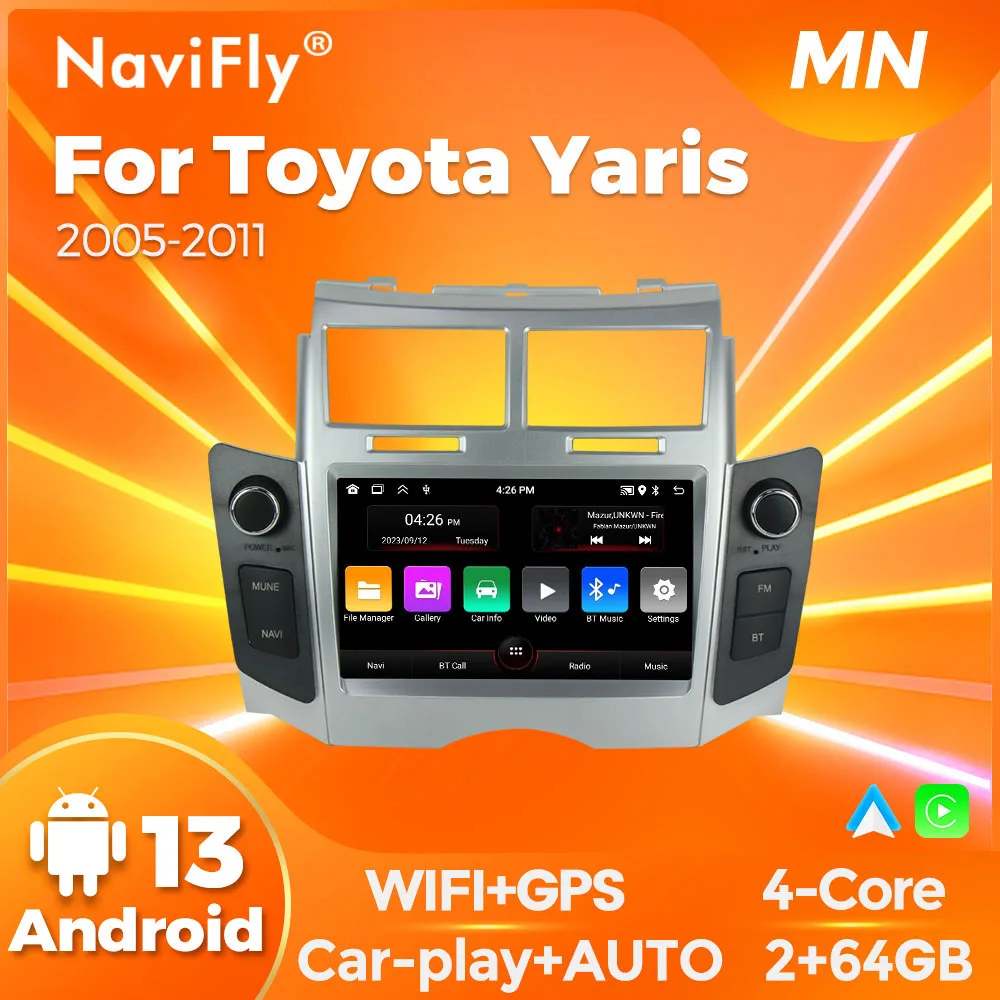 MEKEDE Wireless Carplay Android AUTO 2+64G car radio For Toyota Yaris XP90 Vitz Platz 2005-2011 GPS navi stereo Player Head Unit