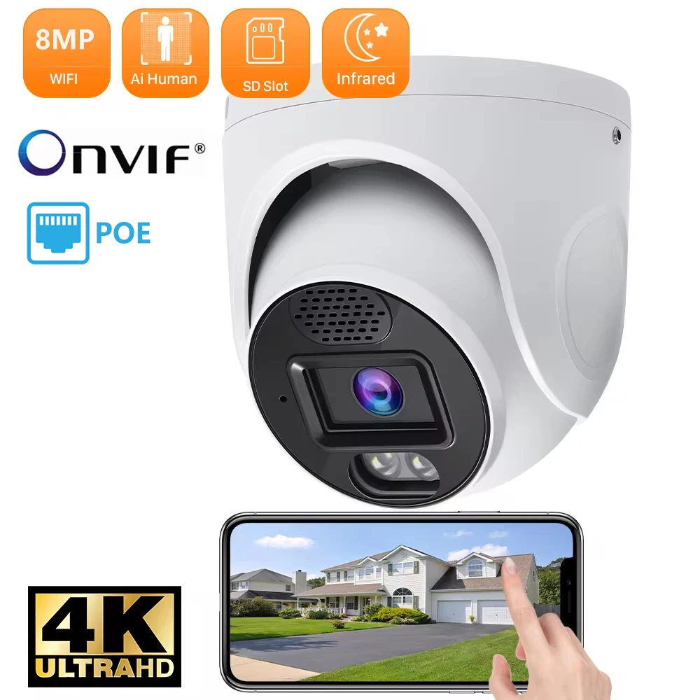 

4K 8MP IP Camera POE H.265 Onvif Wide Angle 2.8mm Outdoor Audio AI Humanoid detection Home CCTV Surveillance Camera XMEYE