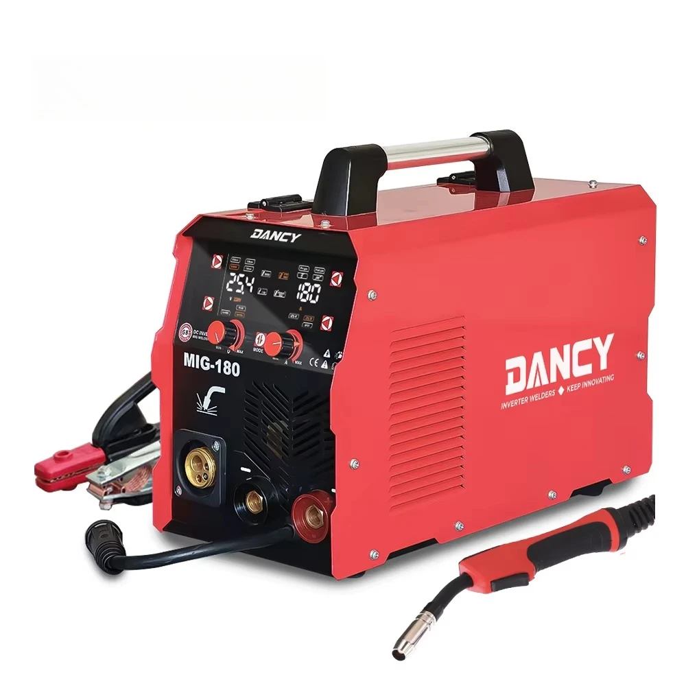 

High Quality MIG180 Inverter IGBT Synergy MIG Soldadora CO2 Gas Welding MIG Welder Big LCD MIG/MAG/Stick/Lift TIG 220V 110V