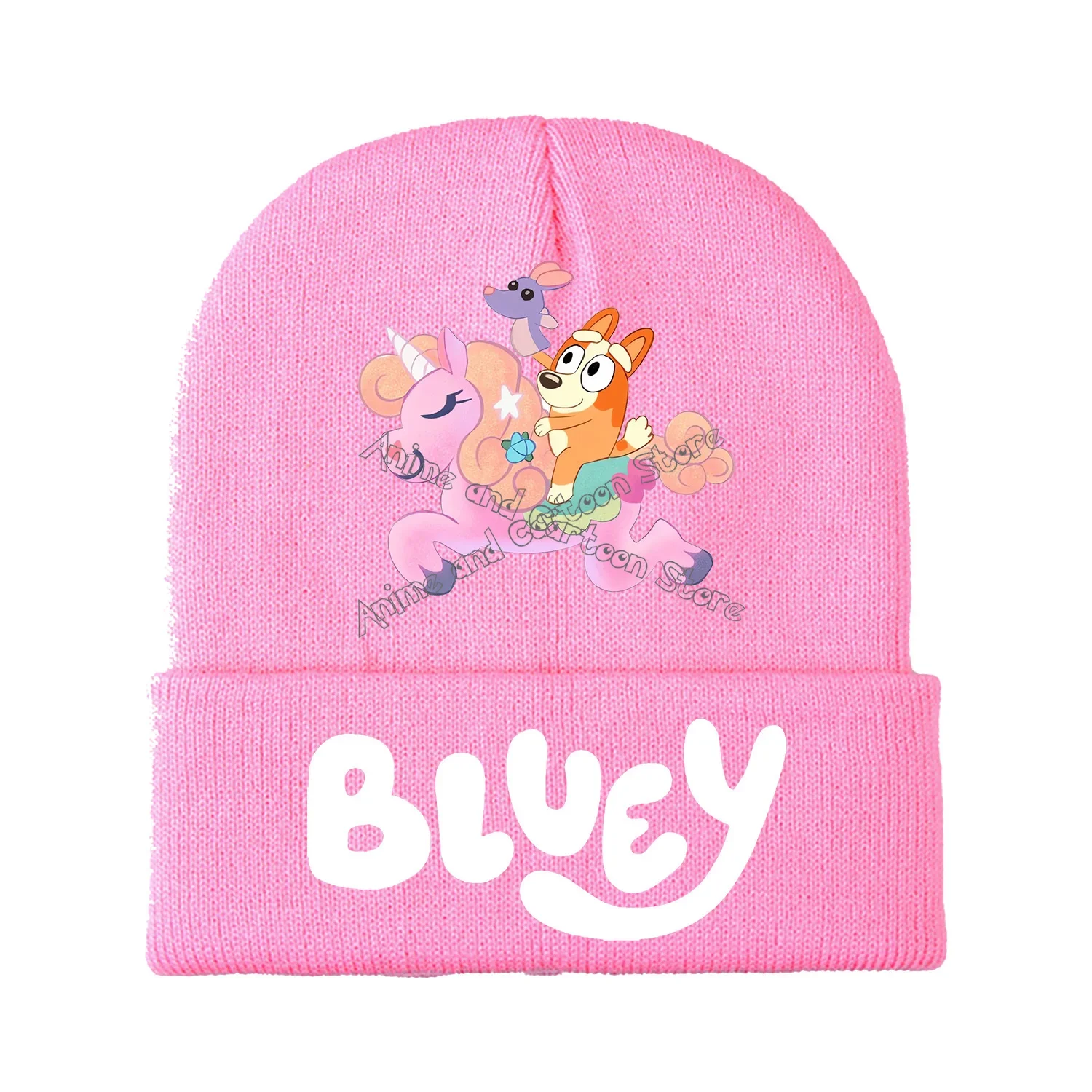 Blueys Bingo New Knitted Hat for Children Cartoon Anime Beanies Cap Winter Kids Street Hats Kawaii Outdoor Warm Knitted Cap Gift