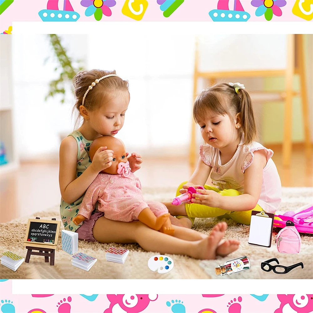 Niedliches Miniatur-Puppenhaus-Lernzubehör, BJD-Puppe, Segeltuch, Schultasche, Simulation, Lernzubehör, Set, perfekt für das Spielen im Puppenhaus
