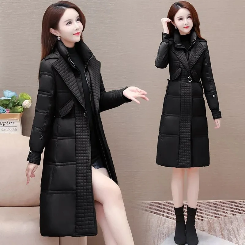 2023 Winter New Down Jackets Women High Quality Over-Knee Slim Thicken Warm Coat Female Solid Ladies Overcoat Tops A1299