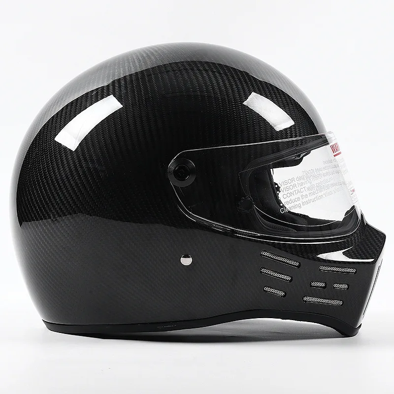 2026 Full Face Kart Capacitor Motorcycle Helmet Carbon Fiber Helmet Cu-stom DOT CCC Helmet Motorrad Retro Rot