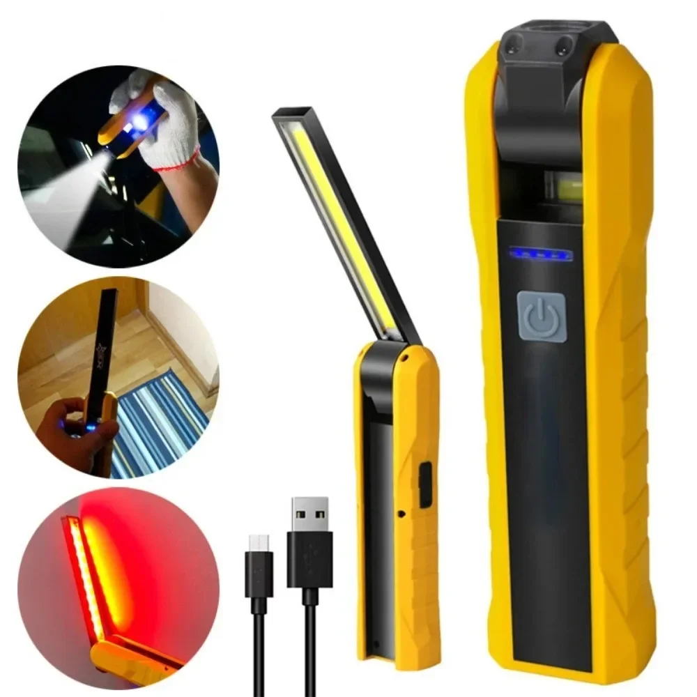 

Multifunctional LED Flashlight 270° Foldable COB Work Light USB Charging 4 Modes Car Repair Light with Magnet Hook for Camping