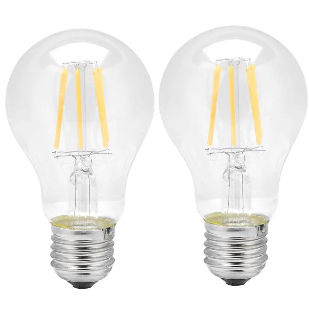 2 Pack Vintage E27 LED Filament Bulbs 220V A60 LED Light Bulbs Clear Glass 360 Degree Beam Angle Filament Light Bulbs RV Use