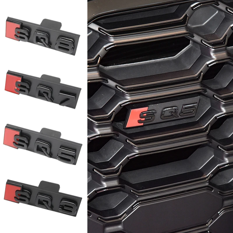 Emblema 3D in ABS Nero Lucido Argento per Griglia Radiatore Anteriore, Targhetta per Audi SQ8 SQ7 SQ5 SQ3 Motorsport, Accessorio di Ricambio per Tuning