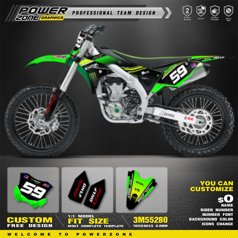 

PowerZone For Kawasaki Graphics Background Decals Stickers For 2016 2017 2018 KXF450 KX450F 001