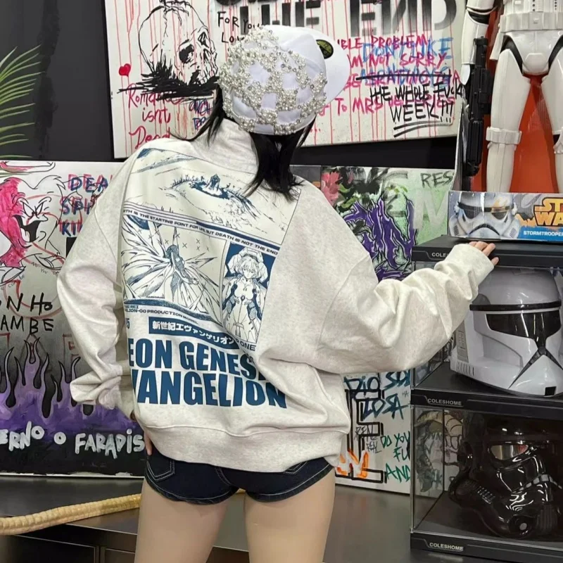 Eva Zip-Up Hoodie Kawaii Rei Ayanami Asuka Y2K Casual Outdoor Clothing Spring Cotton Soft Comfortable Couple Sweatshirt Gifts