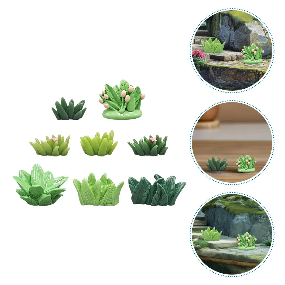 

8Pcs Miniature Dollhouse Plants Artificial Green Plants Faux Grass for Mini Garden Craft DIY Decorations Fake Grass for Project