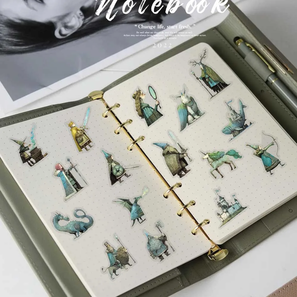 50Pcs Retro Classical Fairy Tale Magic World Stickers Cavalry Monster Castle Creative Art Decoration Scrapbook Guitar Phone