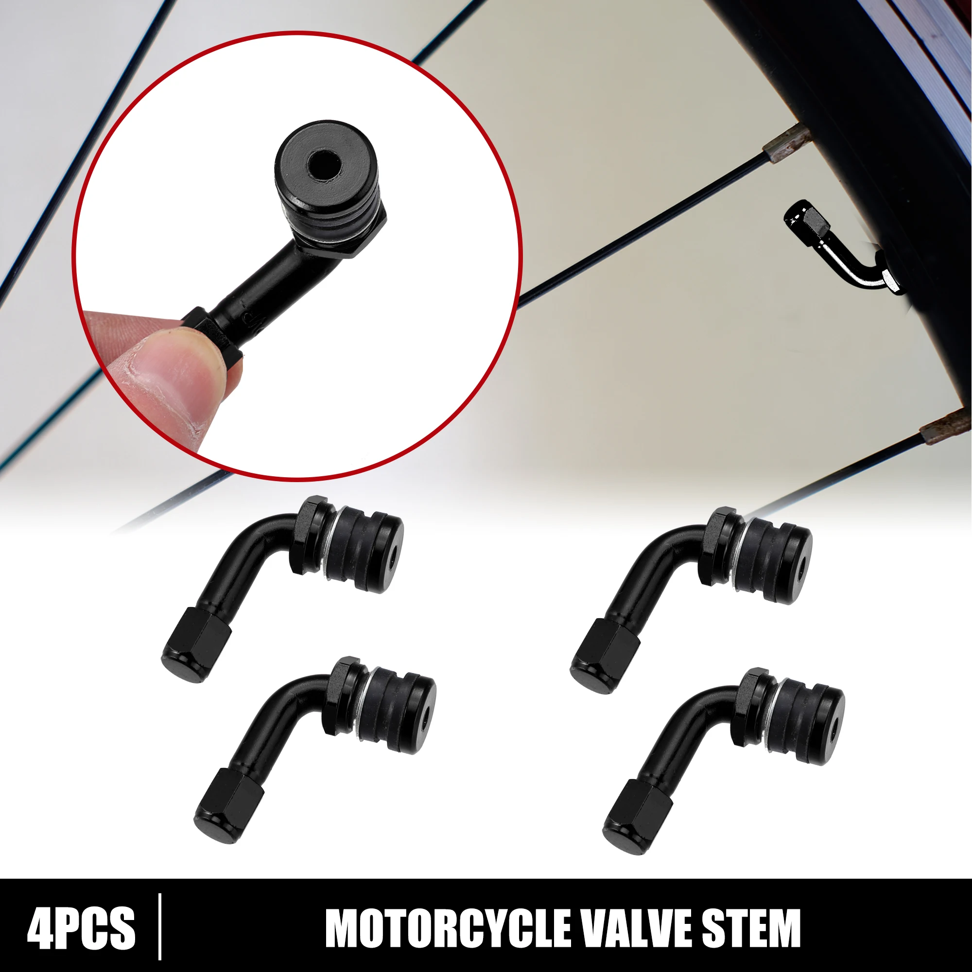 

Motoforti 4pcs Metal 90 Degree Valve Stem Vacuum Tyre Valve Stem Extension Extenders Adapter for Car Motorcycle Black 4pcs