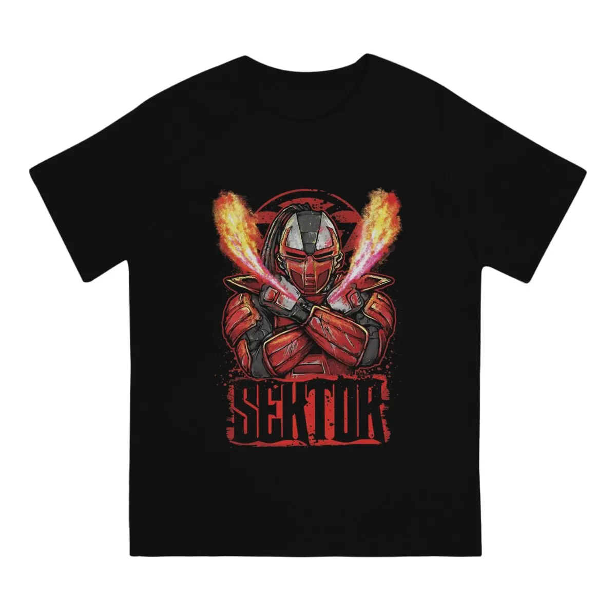 Sektor T-Shirt for Men Mortal Kombat Mk  Games Vintage Tees Round Collar Short Sleeve T Shirt Summer Tops