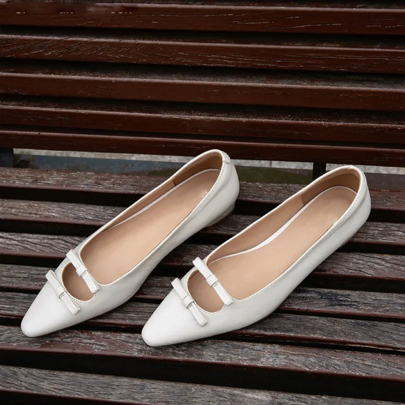 Mocasines de Ballet sin cordones con punta estrecha para mujer, zapatos planos de ocio de alta calidad, suaves y cómodos, elegantes, novedad