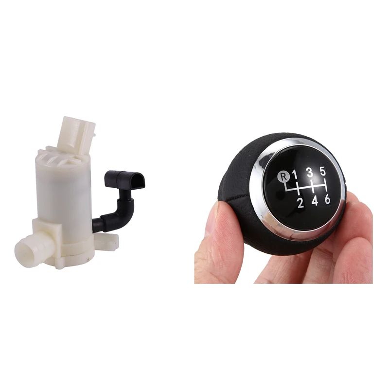 2 Pcs Car Accessories: 1 Pcs Windshield Washer Pump & 1 Pcs Car 6 Speed Gear Shift Knob Automatic Gear Knob