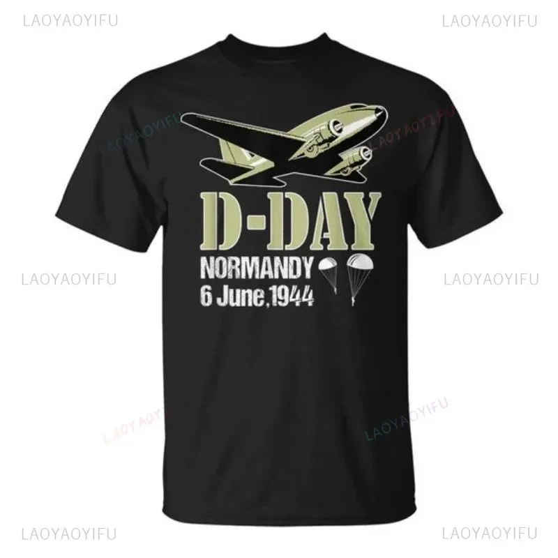 D Day 80th Anniversary Vintage 1944 2024 Normandy Landings Printing T-shirt Summer O-neck Short-sleev Casual Cotton Unisex Tees