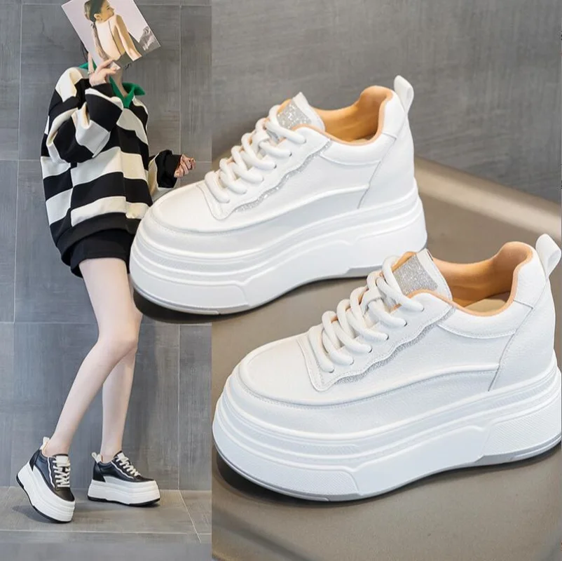 

Женские повседневные кроссовки на плоской подошве из натуральной кожи, новинка 2024, спортивная обувь на массивной платформе, женские дизайнерские теннисные туфли на высоком каблуке с толстой подошвой