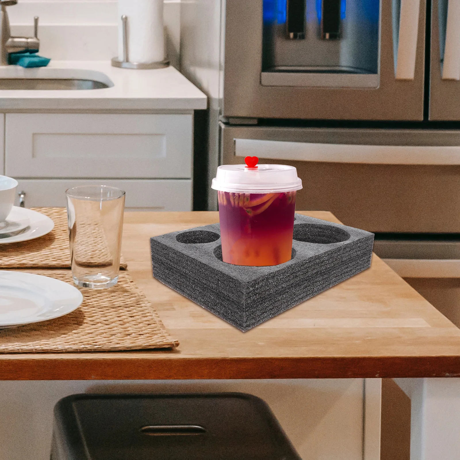 

2Pcs Cup Holder Tray 5 Hole Portable Takeout Drink Carrier Safe Foam Material Practical Food Use Milk Tea Holders Packing