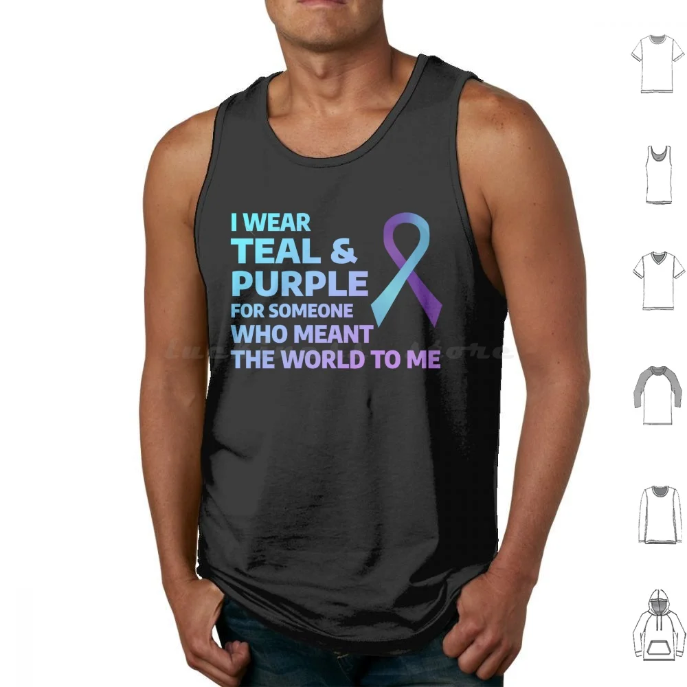 Suicide Prevention Awareness Teal Purple Ribbon Tank Tops Print Cotton Suicide Awareness Prevention Health