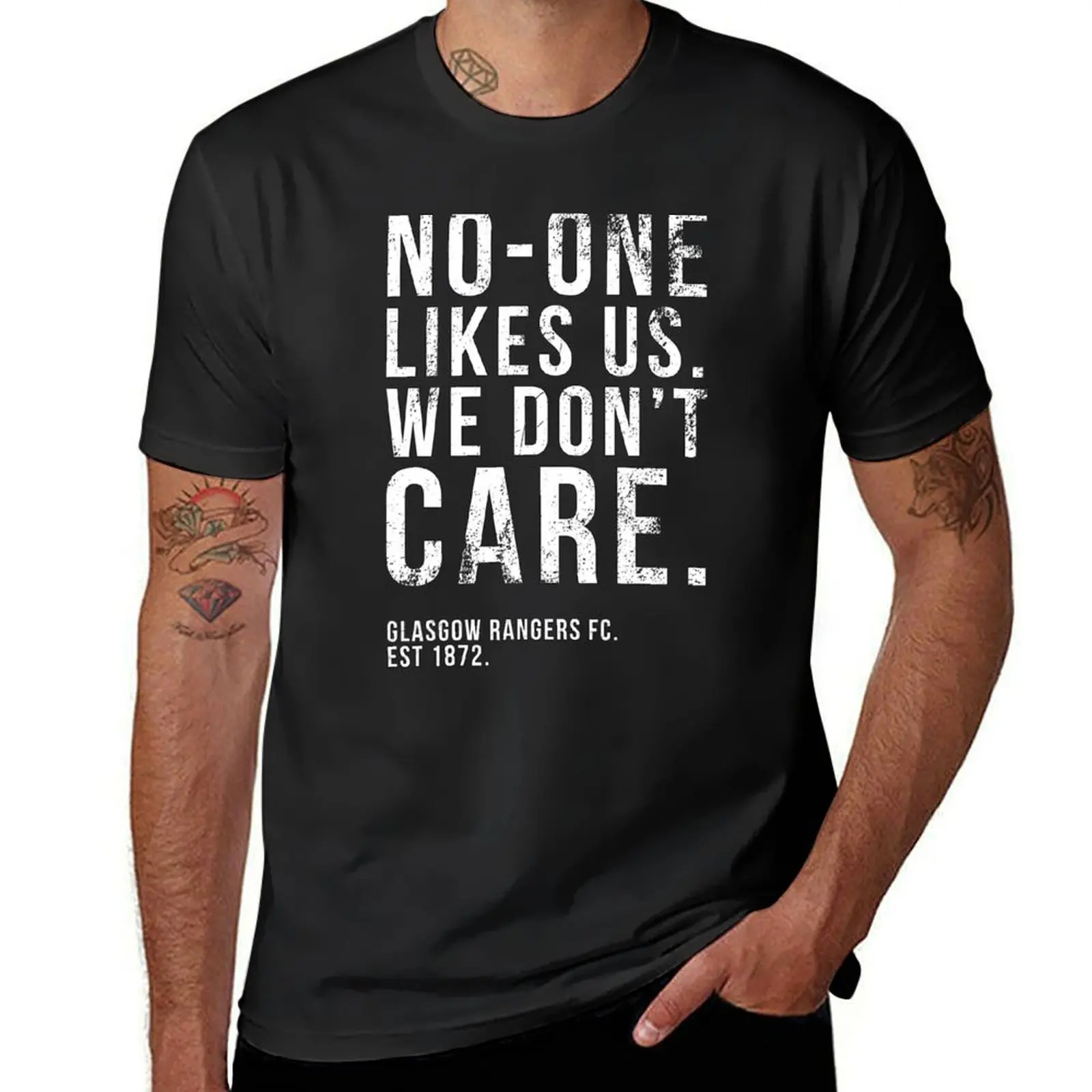 Glasgow Rangers - No-One Likes Us, We Don't Care - Faded / Worn Look T-Shirt blanks men t shirt