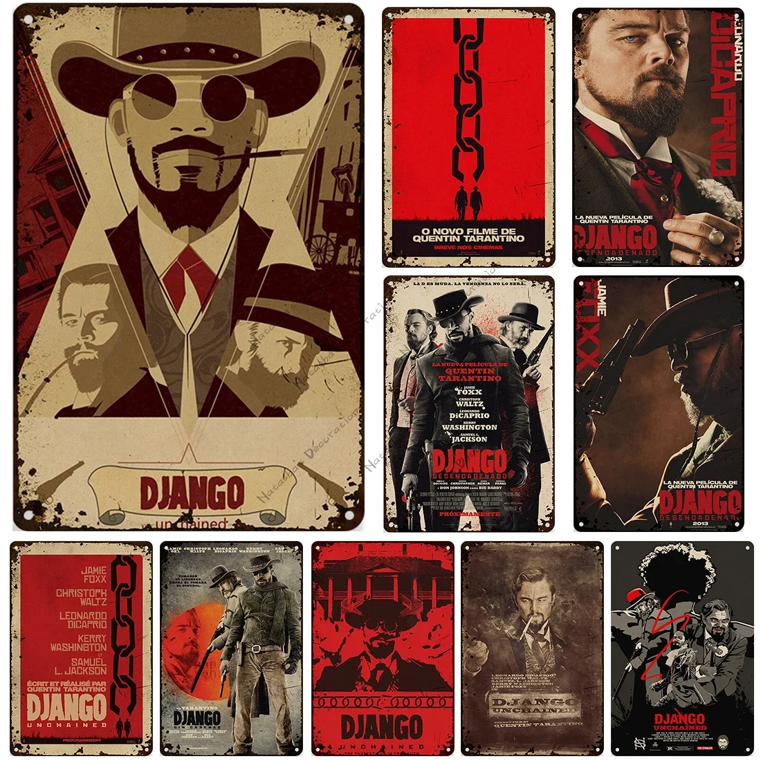 Retro Movie Metal Poster Quentin Tarantino Django Unchained Metal Sign Vintage Poster Video Shop Bar Club Wall Industrial Decor