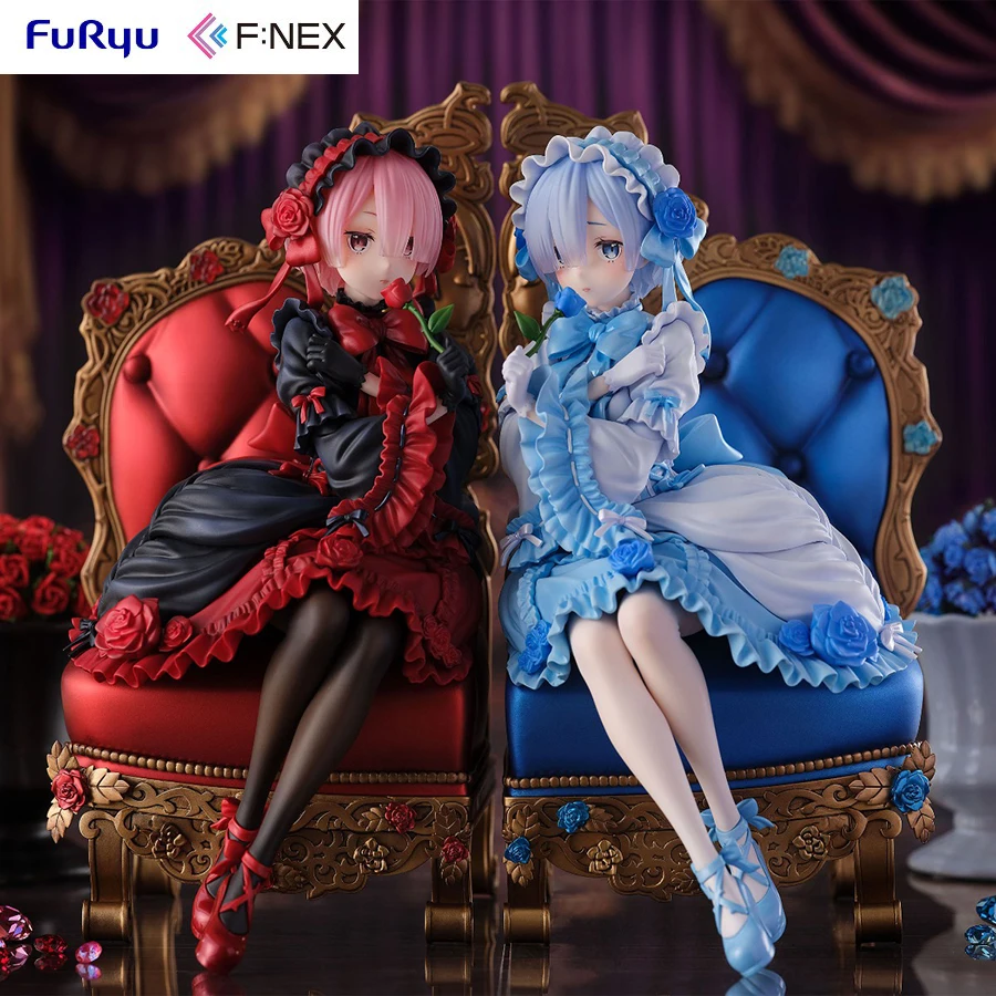 

In Stock Original FuRyu F:Nex Prepainted Re:Zero Kara Hajimeru Isekai Seikatsu Rem Ram Gothic Ver. Anime Figure Model Decoration