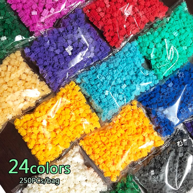 Bloques de construcción de diamantes de 8x8mm para niños, 6000 piezas, 24 colores, 250 piezas/bolsa, DIY, 3D, juguete educativo, regalos