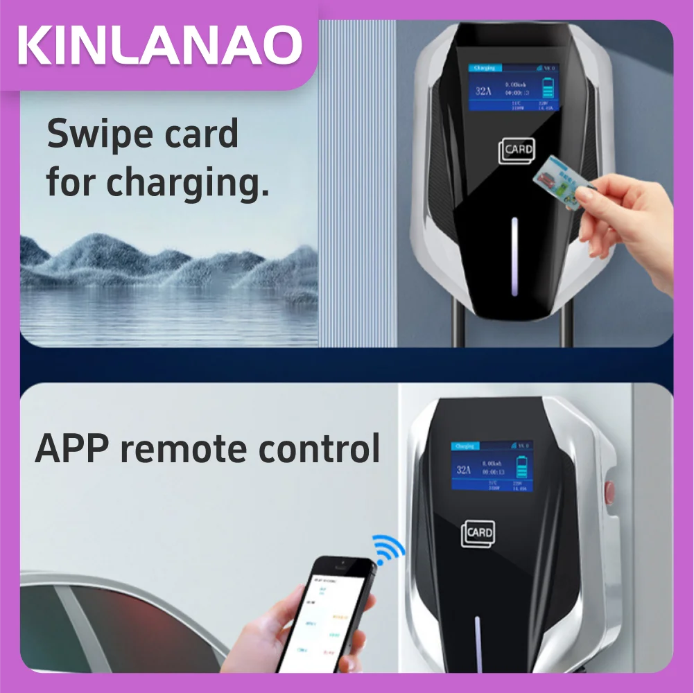 KINLANAO Type1 EV chargers wallbox  32A 7.6kw home and commercial forcarro electrico car