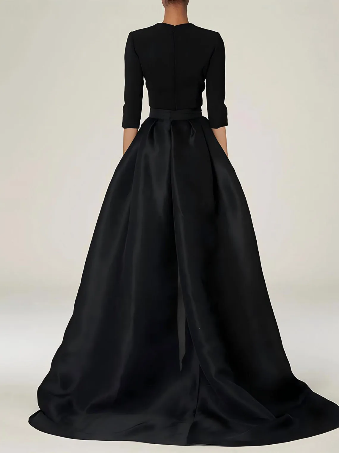 أزياء أنيقة بذلة فستان سهرة رقبة V 3/4 كم قماش مطاطي بلون فستان حفلات سويب تراين 2025 مخصص مجاني