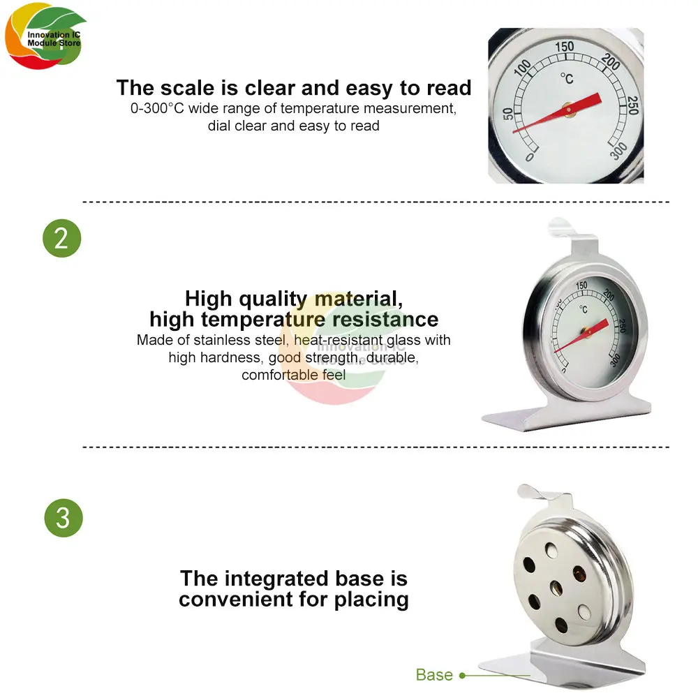 300°C Stainless Steel Oven Cooker Thermometer Mini Dial Stand Up Temperature Gauge Meter Food Meat Grill Cooking Kitchen Tools