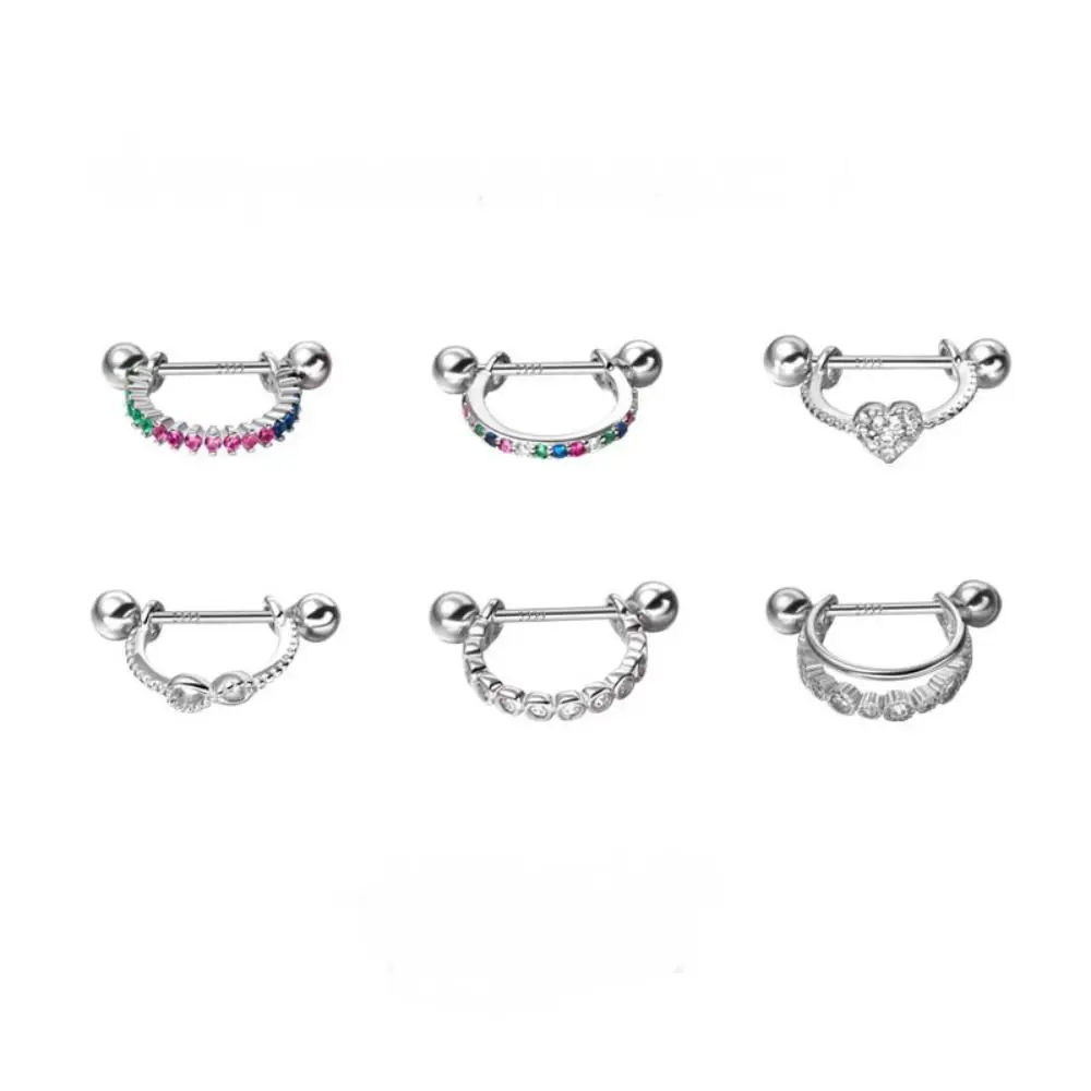 Jewelry Accessories CZ Earrings Piercing Jewelry Silver Color Cartilage Helix Screw Back Earrings Party Daily Wear