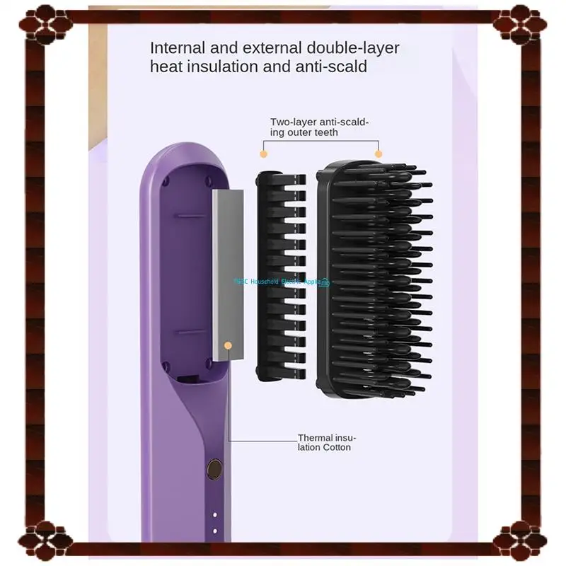 Peine caliente recargable con entrega en 24 horas, cepillo de pelo inalámbrico, alisador, peines de prensado en caliente, peine eléctrico antiquemaduras, calentamiento rápido