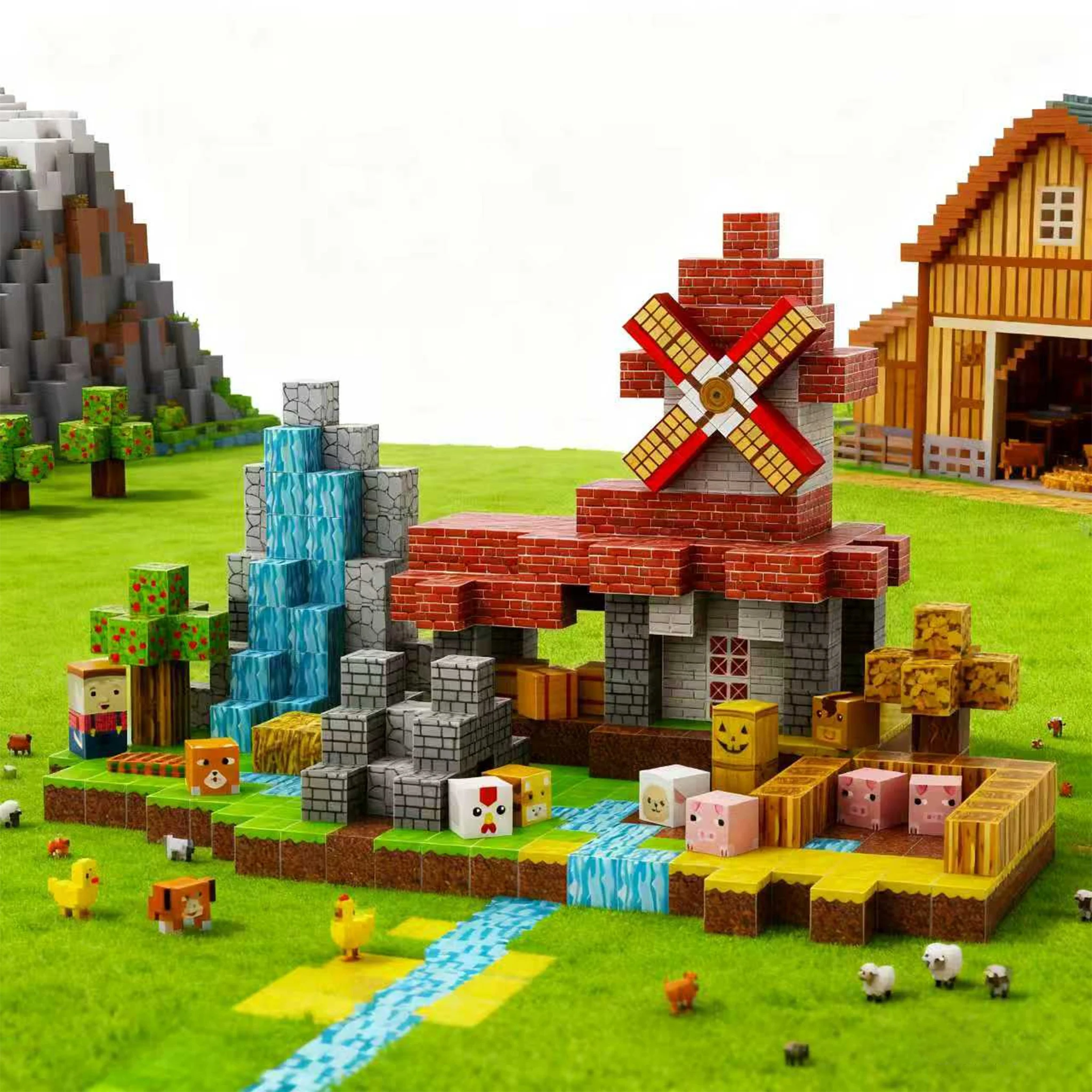 54/108/162/216 قطعة مجموعة بناء مغناطيسية كبيرة مع صندوق تخزين، هدية جذعية مبتكرة للأعمار من 3 إلى 12 عامًا